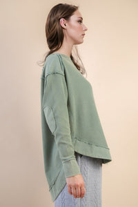 Sage Washed Round Hem Top