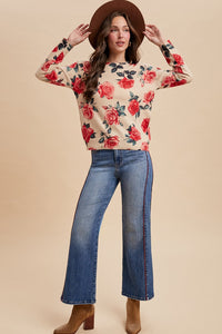 Red Piped Wide Leg Denim