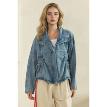 Load image into Gallery viewer, Drawstring Pocket Denim Jacket
