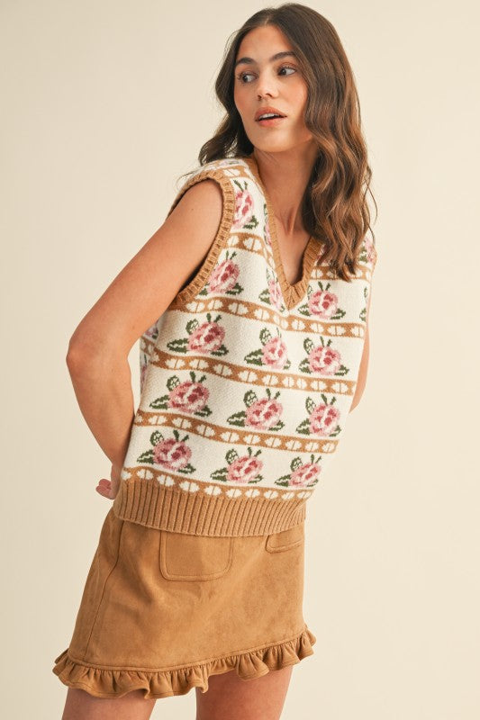 Rose + Taupe Fairisle Vest