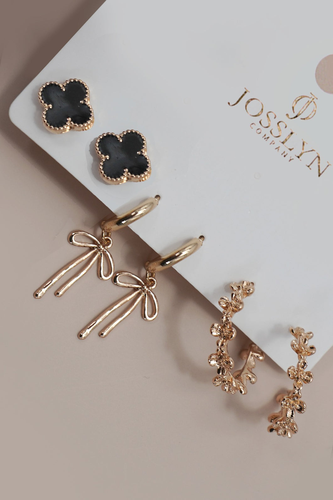 Clover + Bow Earring Set