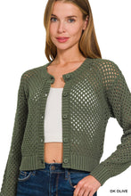 Load image into Gallery viewer, Olive Open Crochet Cardigan
