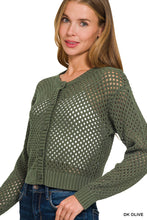 Load image into Gallery viewer, Olive Open Crochet Cardigan
