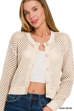 Load image into Gallery viewer, Beige Open Crochet Cardigan
