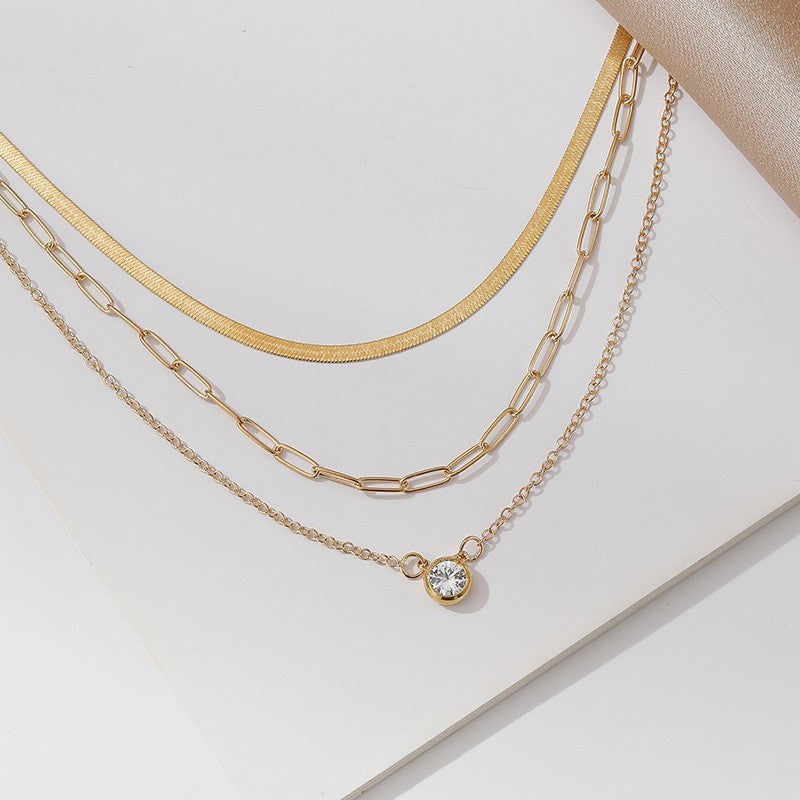 Gold Gem Layered Necklace