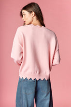 Load image into Gallery viewer, Pink Scalloped Bow Sweater

