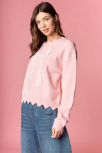 Load image into Gallery viewer, Pink Scalloped Bow Sweater
