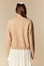 Load image into Gallery viewer, Camel Scalloped Bow Sweater
