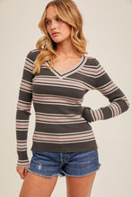 Load image into Gallery viewer, Lavender + Charcoal Ribbed Sweater

