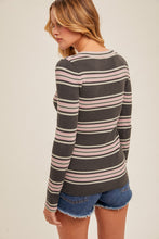 Load image into Gallery viewer, Lavender + Charcoal Ribbed Sweater
