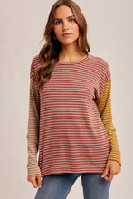 Load image into Gallery viewer, Rust + Mustard Stripe Top
