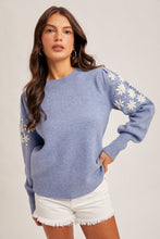 Load image into Gallery viewer, Frost Blue Embroidered Sweater
