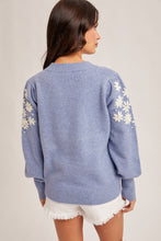 Load image into Gallery viewer, Frost Blue Embroidered Sweater
