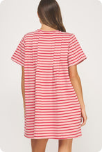 Load image into Gallery viewer, Pink + Red Pintuck Dress
