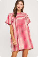 Load image into Gallery viewer, Pink + Red Pintuck Dress
