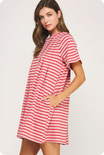 Load image into Gallery viewer, Pink + Red Pintuck Dress
