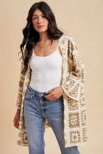 Load image into Gallery viewer, Cream + Mocha Crochet Cardigan
