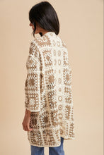 Load image into Gallery viewer, Cream + Mocha Crochet Cardigan
