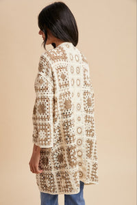 Cream + Mocha Crochet Cardigan