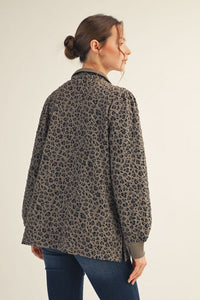 Textured Leopard Zip Top