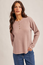 Load image into Gallery viewer, Mauve Waffle Henley
