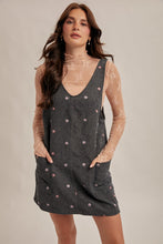 Load image into Gallery viewer, Corduroy Embroidered Floral Jumper Dress
