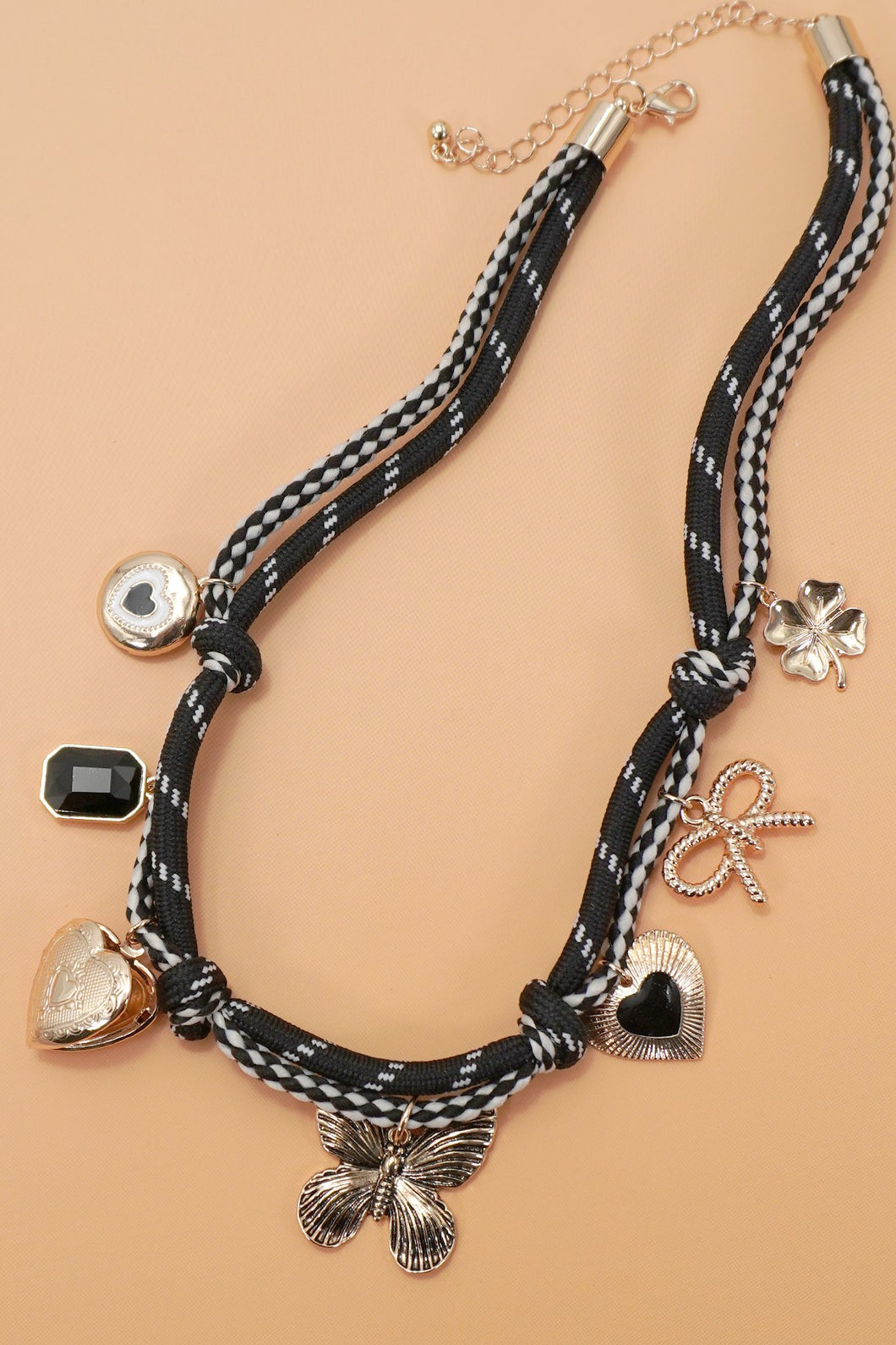 Black Corded Charm Necklace