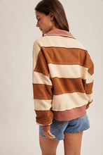 Load image into Gallery viewer, Mauve + Tobbaco Stripe Pullover
