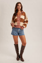 Load image into Gallery viewer, Mauve + Tobbaco Stripe Pullover

