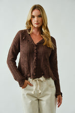 Load image into Gallery viewer, Brown Scalloped Crochet Cardigan
