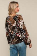 Load image into Gallery viewer, Black + Tan Patchwork Top
