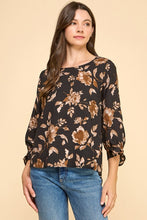 Load image into Gallery viewer, Black + Brown Floral Top
