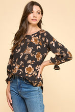 Load image into Gallery viewer, Black + Brown Floral Top
