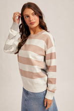 Load image into Gallery viewer, Hem + Thread Taupe + Grey Mix Stripe Sweater
