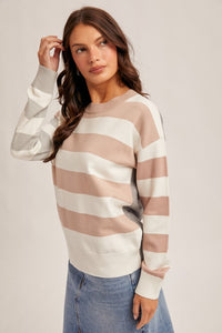 Hem + Thread Taupe + Grey Mix Stripe Sweater