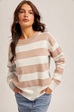 Load image into Gallery viewer, Hem + Thread Taupe + Grey Mix Stripe Sweater
