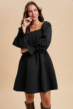 Load image into Gallery viewer, Black Daisy Texture Smocked Dress
