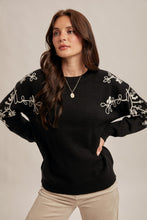 Load image into Gallery viewer, Black Embroidered Sweater
