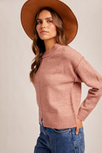 Load image into Gallery viewer, Heather Pink Slit Front Sweater
