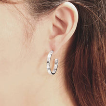 Load image into Gallery viewer, Silver Pave Hoops
