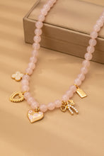 Load image into Gallery viewer, Pink Beaded Charm Necklace
