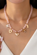 Load image into Gallery viewer, Pink Beaded Charm Necklace
