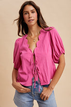 Load image into Gallery viewer, Pink Scalloped Tie Top
