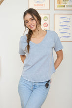 Load image into Gallery viewer, Slate Blue Raw Edge Tee - Plus
