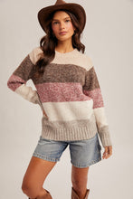 Load image into Gallery viewer, Taupe + Raspberry Blocked Sweater
