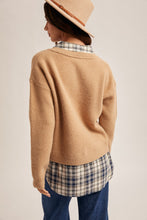 Load image into Gallery viewer, Tan + Navy Plaid Layered Top
