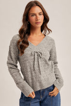 Load image into Gallery viewer, Grey Open Tie Sweater
