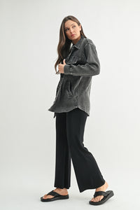 Washed Black Waffle Shacket