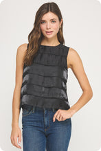 Load image into Gallery viewer, Black Satin Layered Tank
