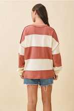 Load image into Gallery viewer, Peony Pink + Green Stripe Top
